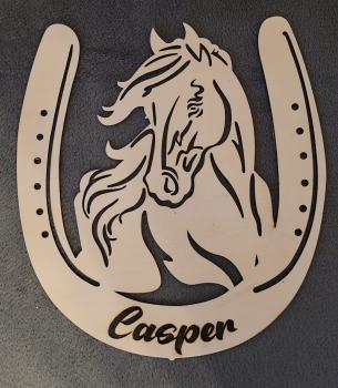 Preview: Boxenschild 'Hufeisen' mit gewünschten Pferdenamen