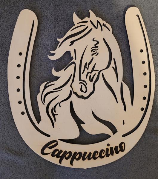 Boxenschild 'Hufeisen' mit gewünschten Pferdenamen